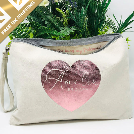 Personalised Bridesmaid Makeup Bag - FREE UK SHIPPING