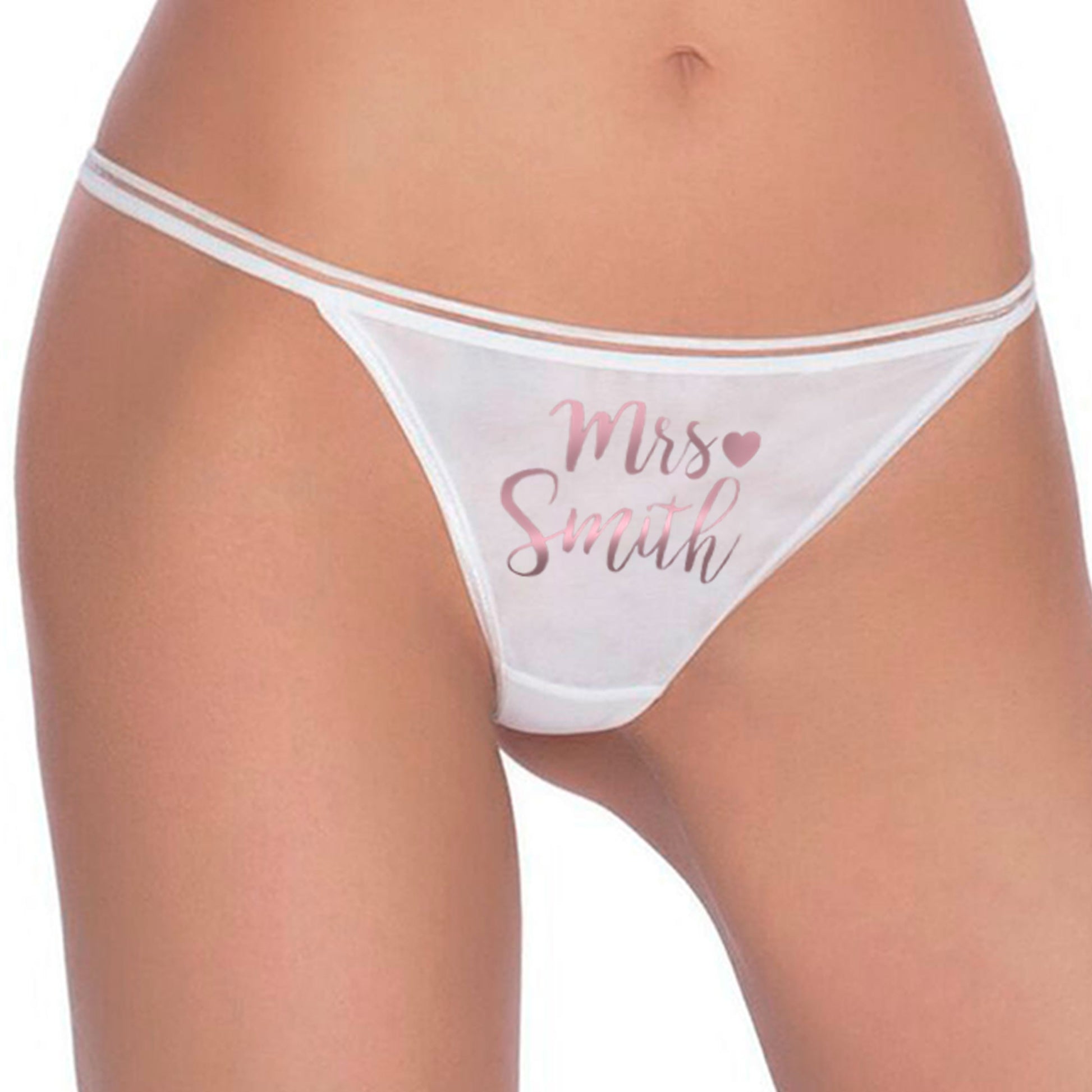Personalised glitter Mrs (your name) bridal underwear - diamante lace back  thong